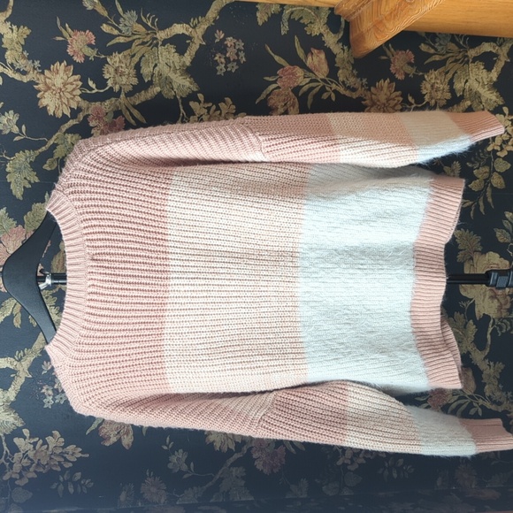 Pink Lily Color Block Pink Oversized Size Small Scoop Neck Sweater - Picture 5 of 7